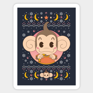 Monkey Banana Christmas Sweater Sticker